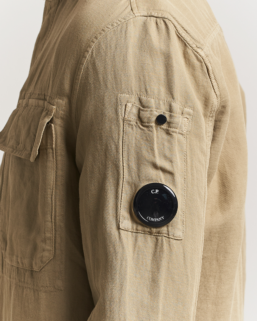 Heren | Overhemden | C.P. Company | Broken Linen/Cotton Overshirt Taupe