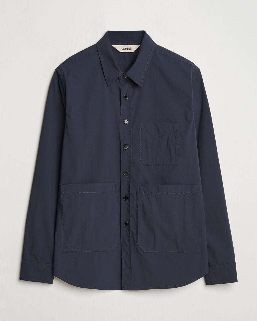 Heren | Overhemden | Aspesi | Technical Cotton Utility Shirt Navy