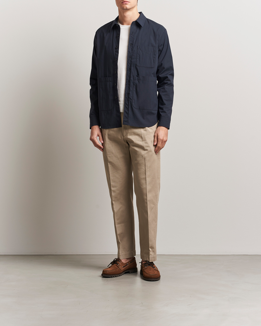 Heren | Overhemden | Aspesi | Technical Cotton Utility Shirt Navy