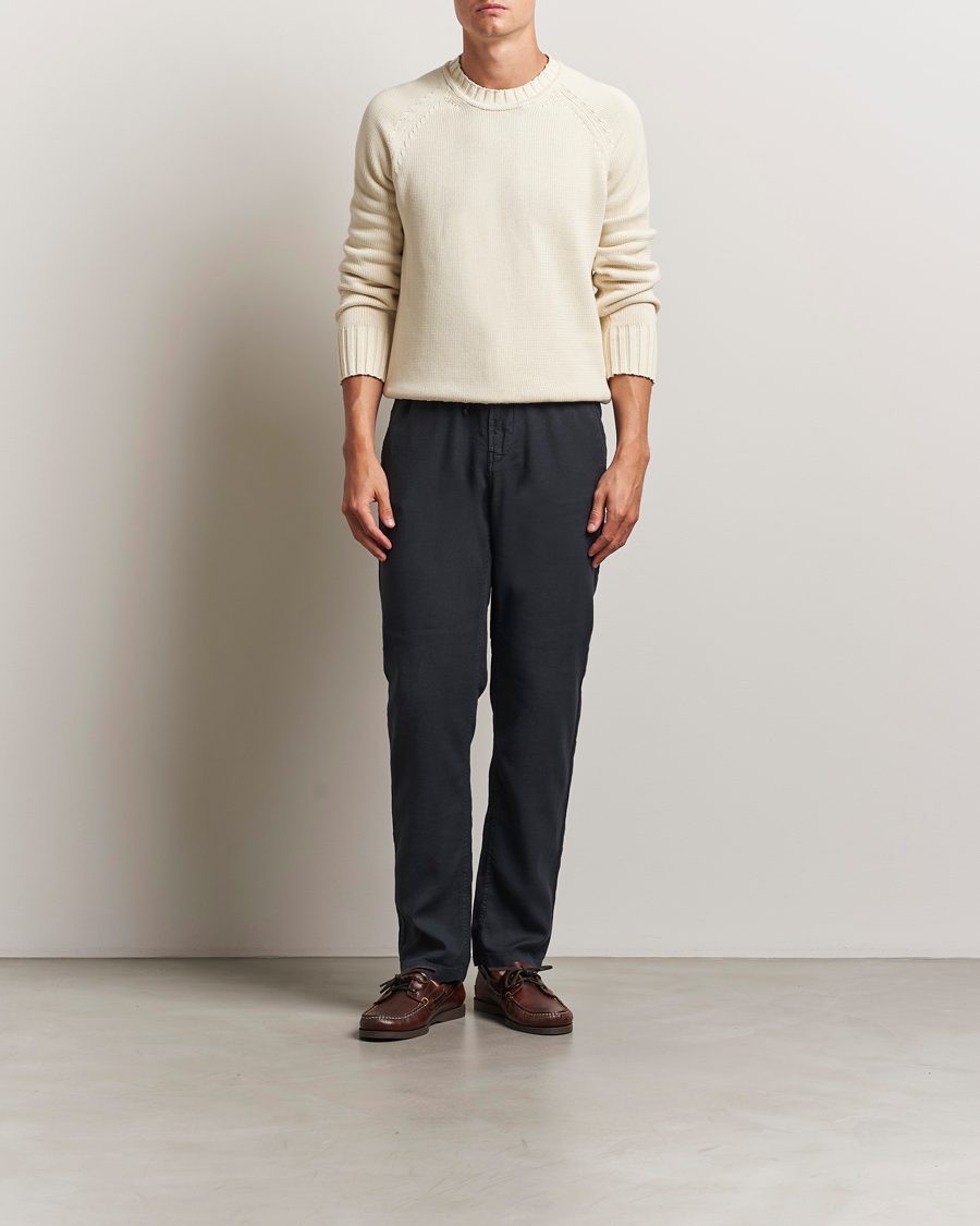 Heren | Broeken | Morris | Fenix Linen/Cotton Trousers Blue
