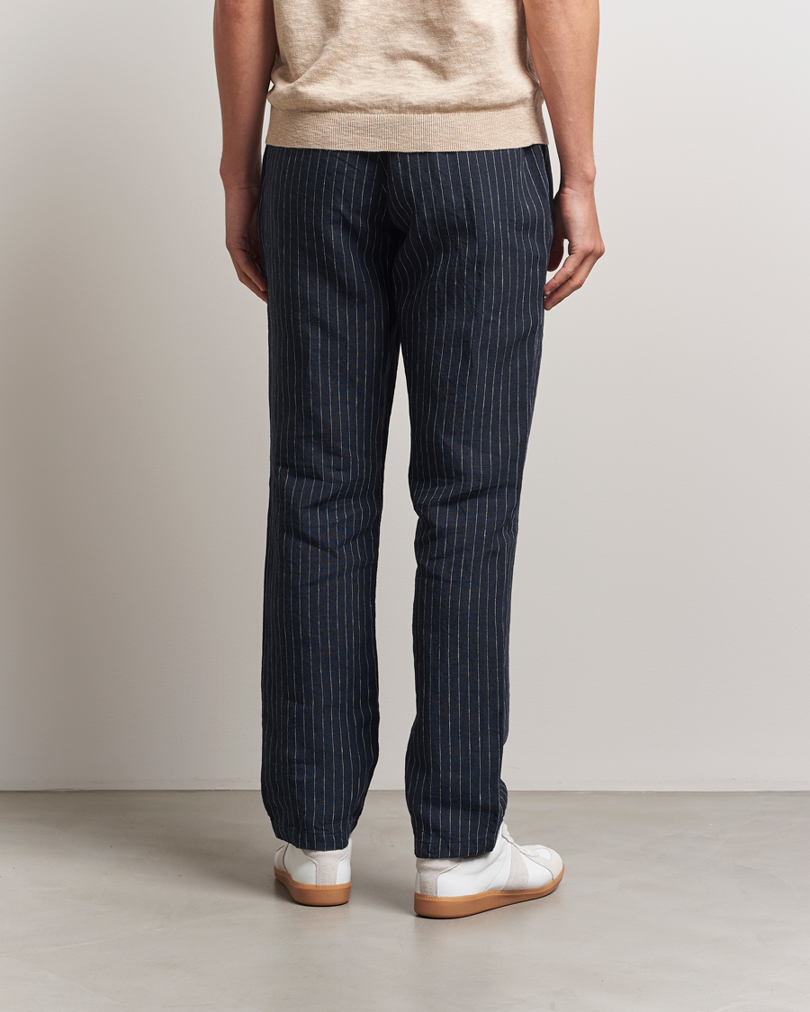 Heren | Broeken | GANT | Relaxed Fit Linen Pinstriped Trousers Darkened Navy