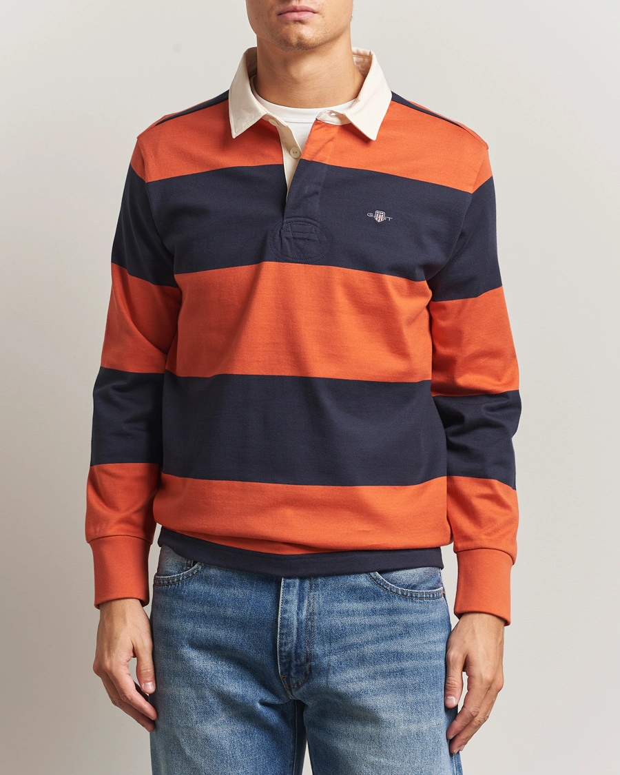 Heren | Truien | GANT | Striped Heavy Rugger Evening Blue