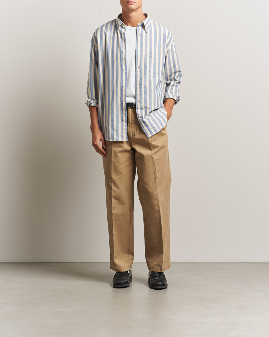 Heren | Overhemden | GANT | Relaxed Fit Striped Heritage Oxford Shirt Blue Water
