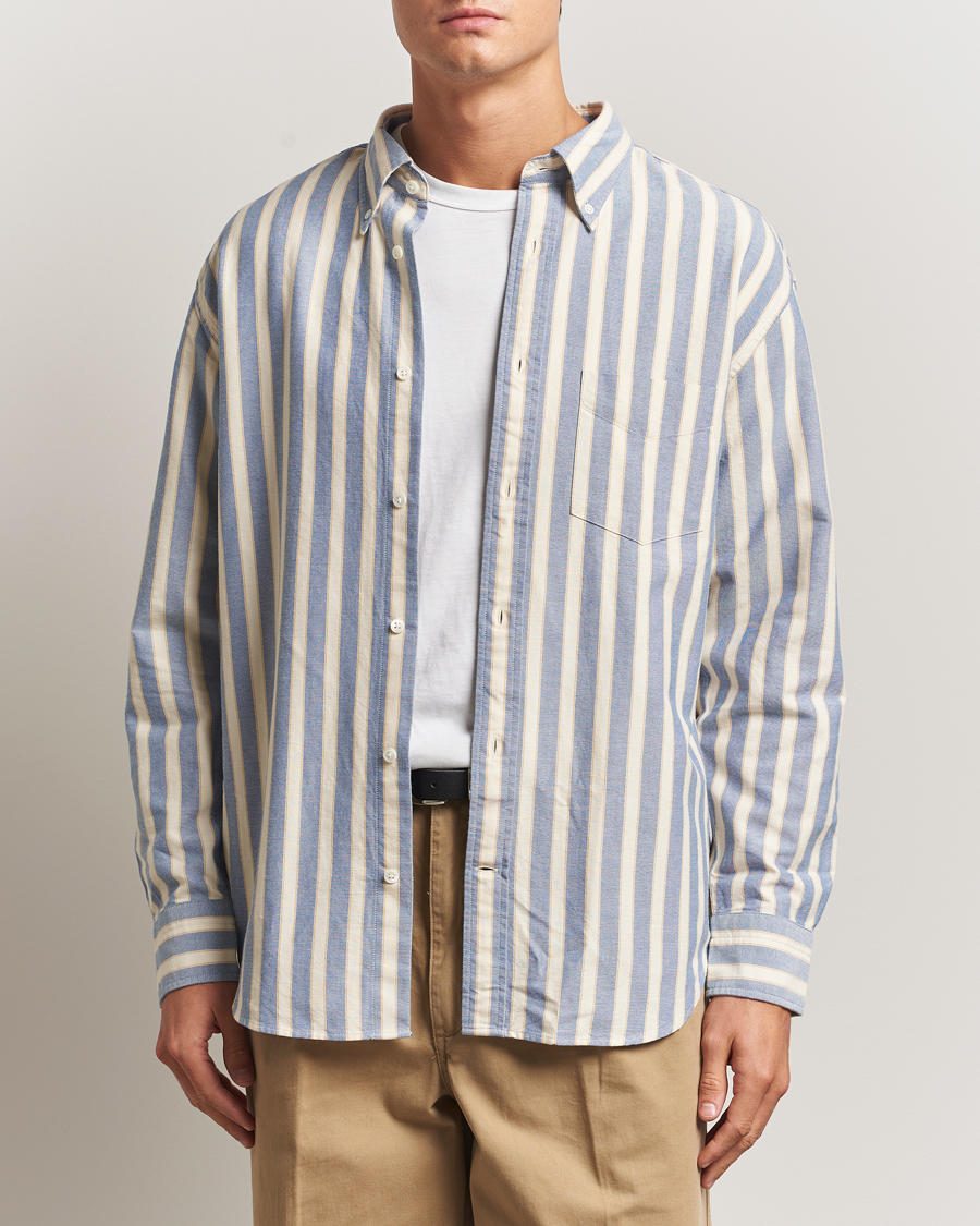 Heren | Overhemden | GANT | Relaxed Fit Striped Heritage Oxford Shirt Blue Water