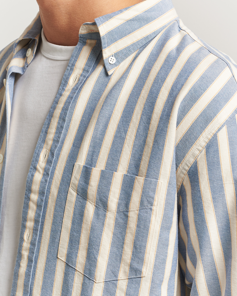 Heren | Overhemden | GANT | Relaxed Fit Striped Heritage Oxford Shirt Blue Water