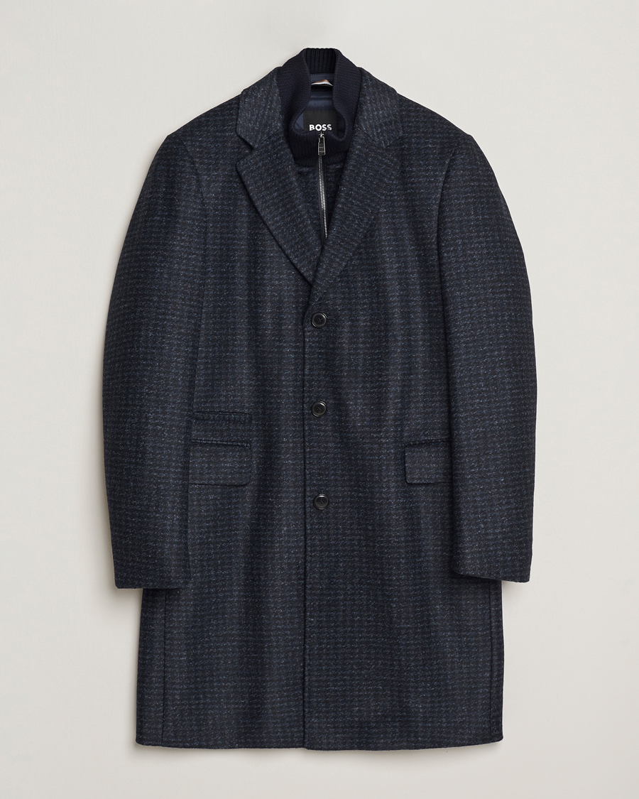 Heren | Jassen | BOSS BLACK | Hyde Wool Bib Coat Dark Blue