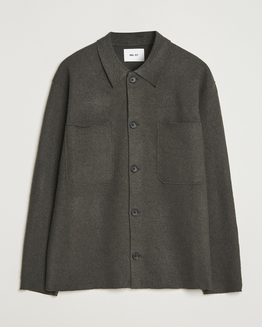 Heren | Truien | NN07 | Jonas Boiled Wool Cardigan Dark Army