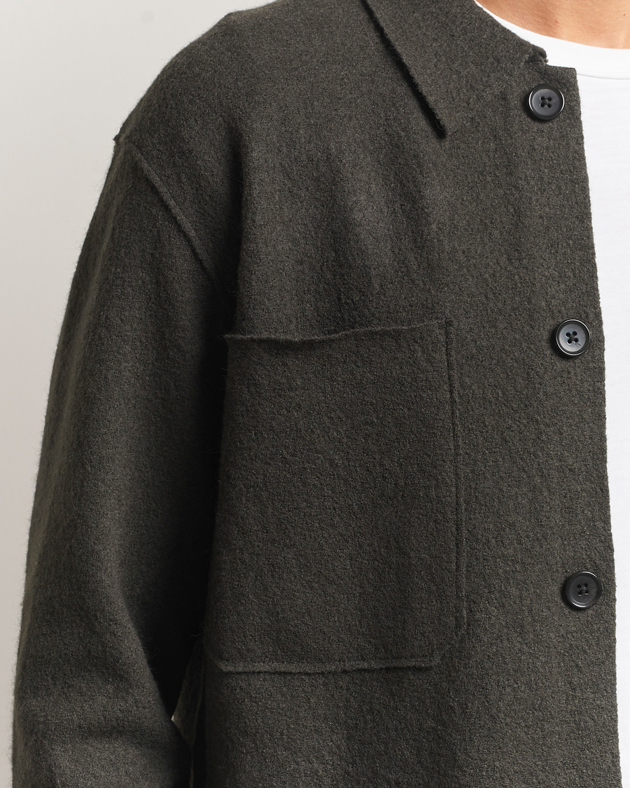 Heren | Truien | NN07 | Jonas Boiled Wool Cardigan Dark Army