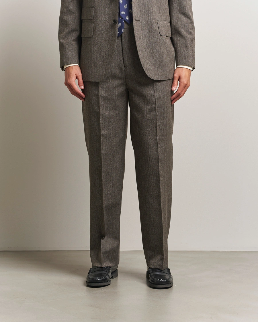 Heren | Broeken | GANT 240 Mulberry Street | Herringbone Suit Pants Deep Brown