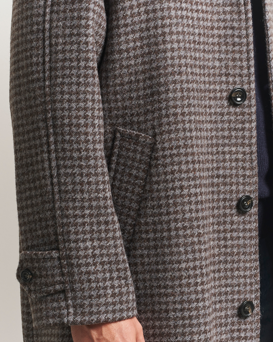 Heren | Jassen | GANT | Wool Balmacaan Houndstooth Coat Deep Brown