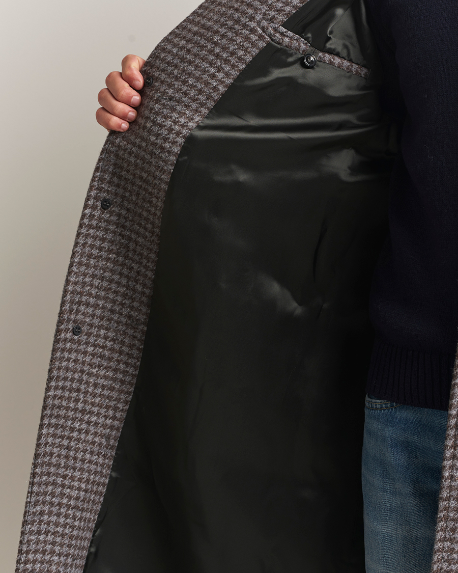 Heren | Jassen | GANT | Wool Balmacaan Houndstooth Coat Deep Brown