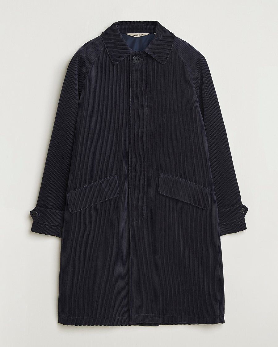 Heren | Jassen | Aspesi | Corduroy Raglan Coat Navy