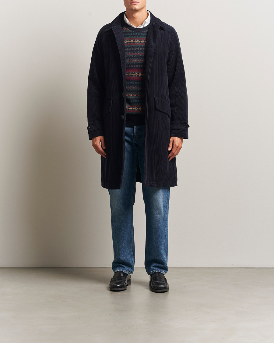 Heren | Jassen | Aspesi | Corduroy Raglan Coat Navy