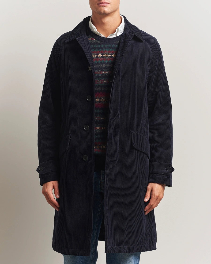 Heren | Jassen | Aspesi | Corduroy Raglan Coat Navy