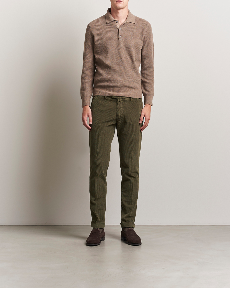 Heren | Truien | Canali | Wool/Cashmere Long Sleeve Polo Brown