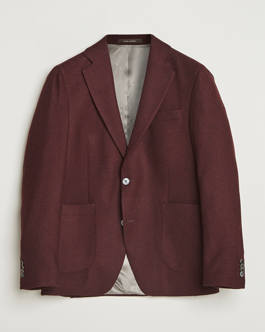 Heren | Blazers | Oscar Jacobson | Fogerty Patch Structured Wool Blazer Wine