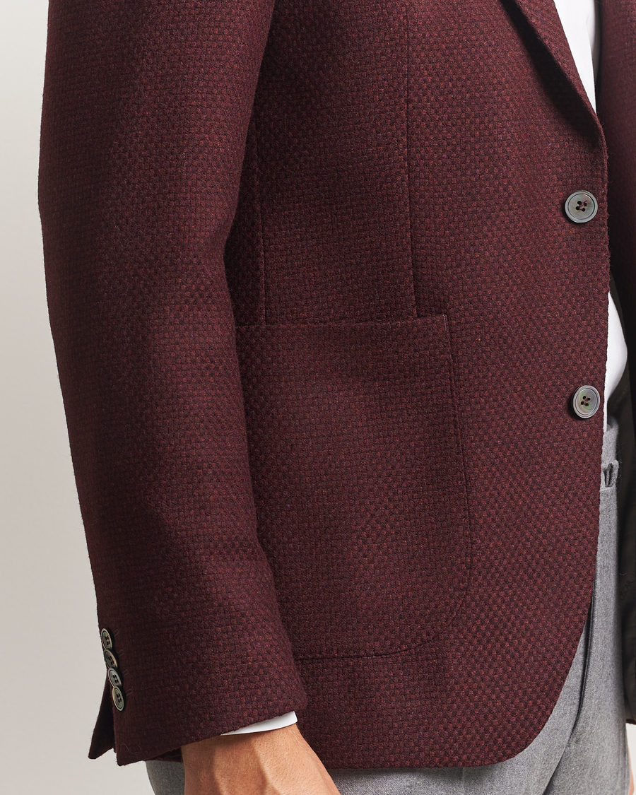 Heren | Blazers | Oscar Jacobson | Fogerty Patch Structured Wool Blazer Wine