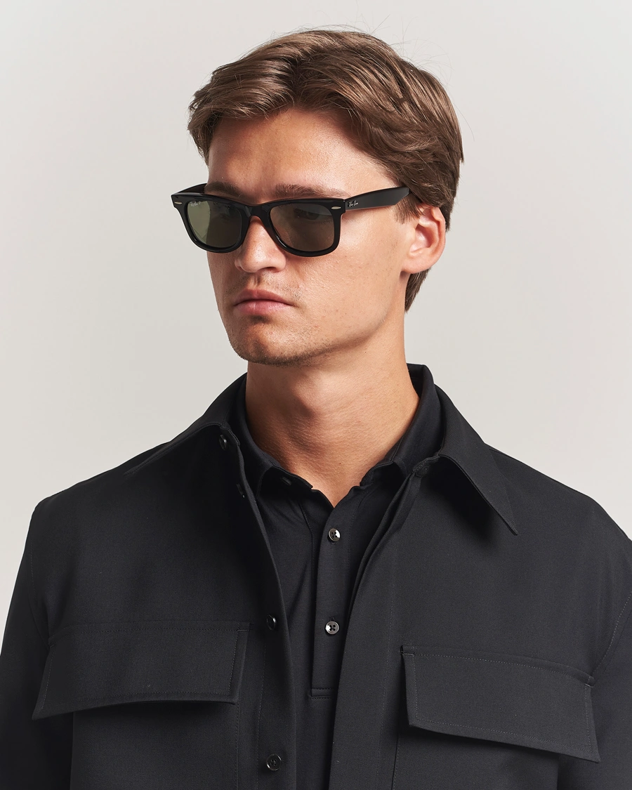 Heren | Zonnebrillen | Ray-Ban | Original Wayfarer Polarized Sunglasses Black/Green