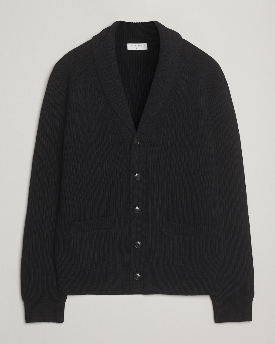 Heren | Truien | Tiger of Sweden | Lester Heavy Wool Cardigan Black