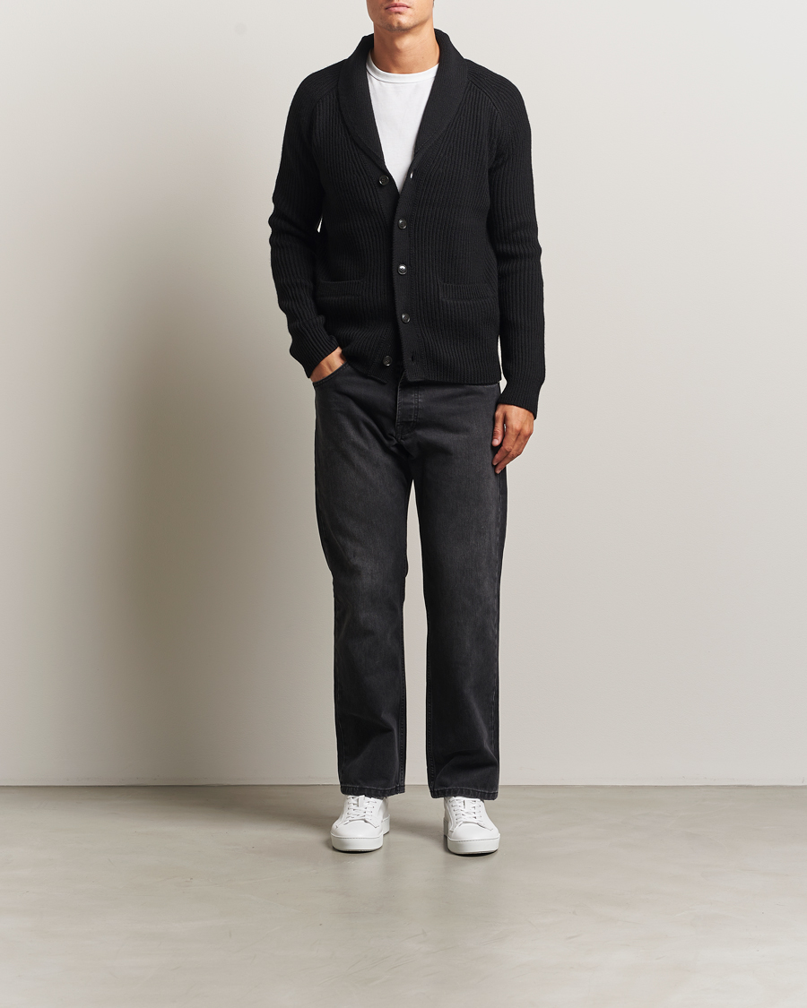 Heren | Truien | Tiger of Sweden | Lester Heavy Wool Cardigan Black