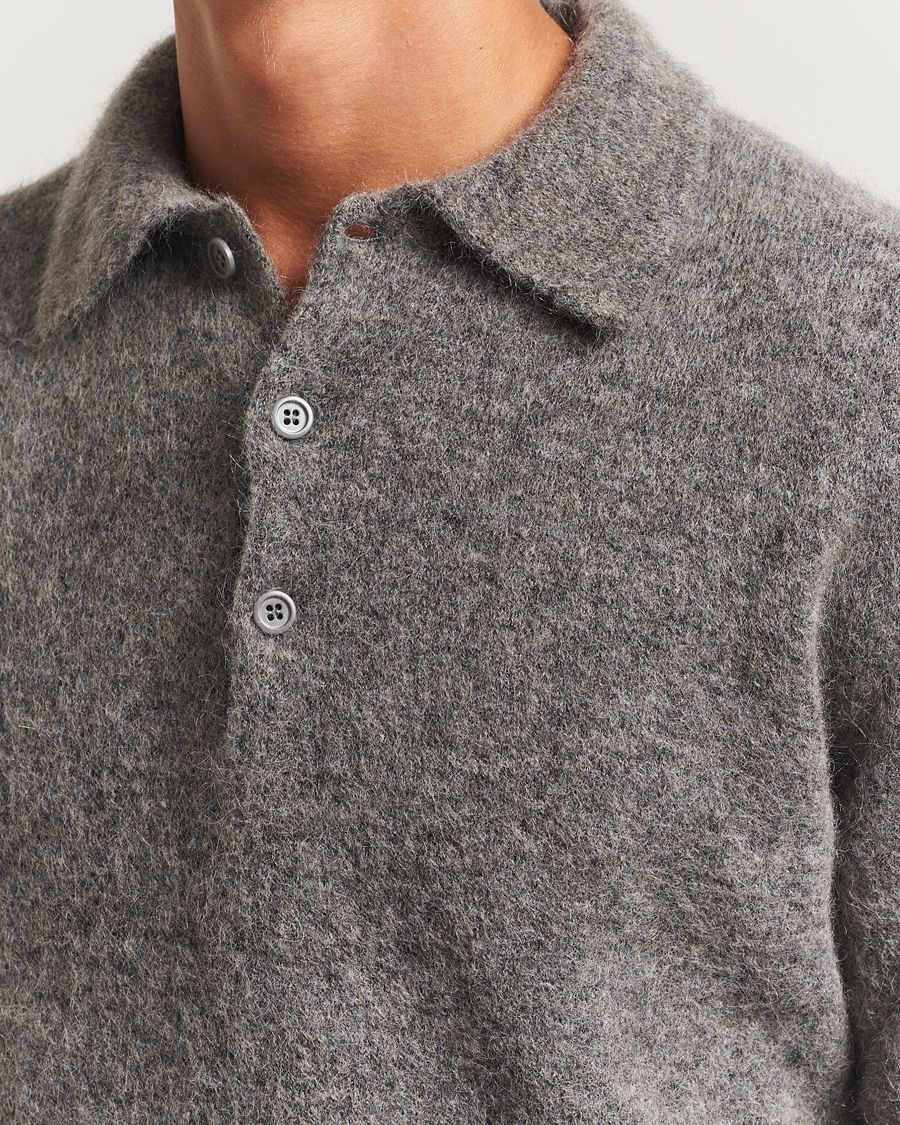 Heren | Truien | Sunflower | Mohair Knitted Polo Grey Melange