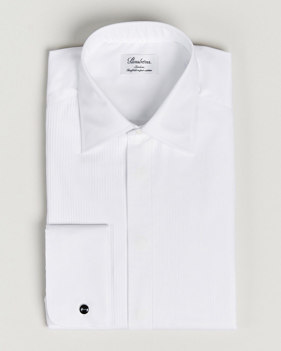 Heren | Formeel | Stenströms | Slimline Smoking Shirt White