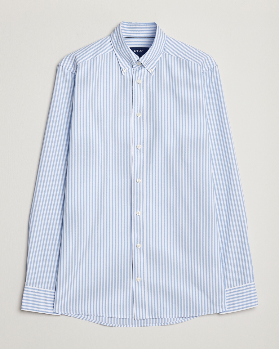 Heren | Business & Beyond - Formal | Eton | Slim Fit Royal Oxford Stripe Button Down Light Blue
