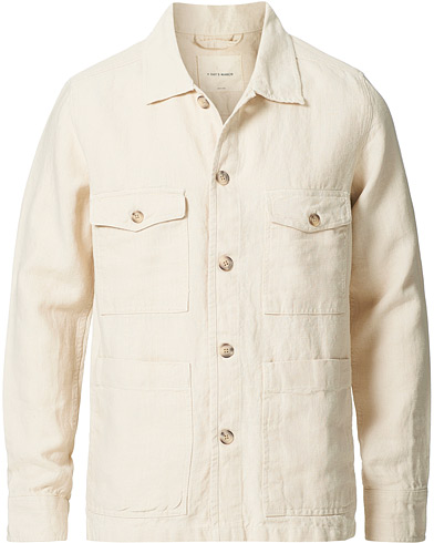  Heavy Linen Patch Pocket Overshirt Oyster