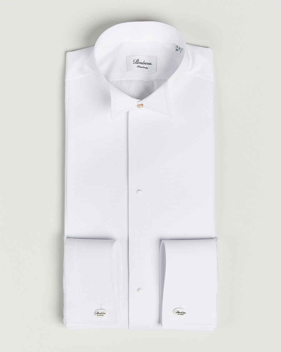 Heren | | Stenströms | Fitted Body Stand Up Collar Evening Shirt White
