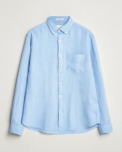  Regular Fit Garment Dyed Linen Shirt Capri Blue