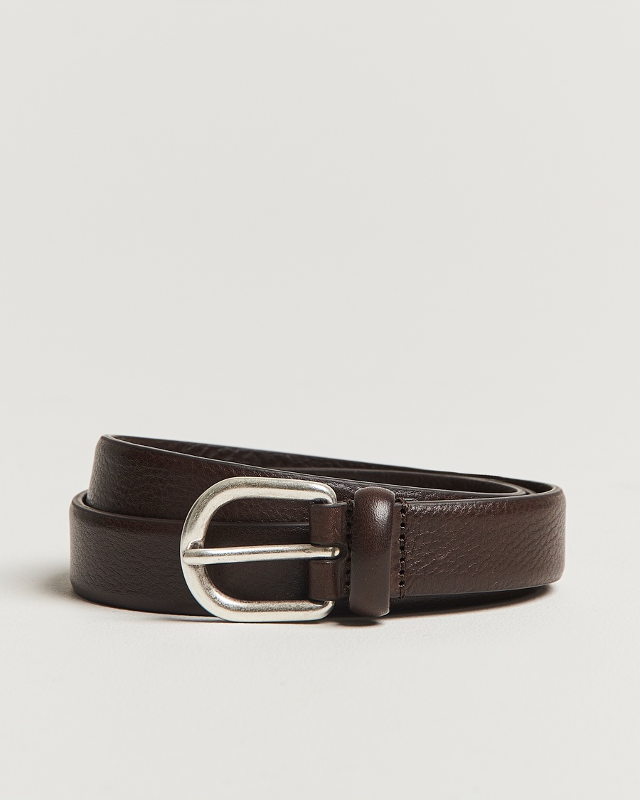 Heren | Leren riemen | Anderson's | Grained Leather Belt 2,5 cm Dark Brown