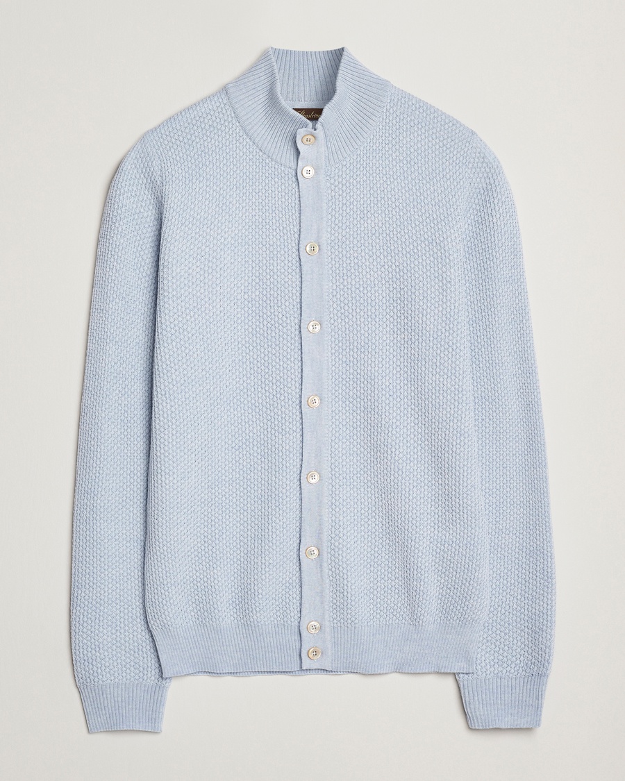 Heren | | Stenströms | Knitted Textured Merino Cardigan Light Blue