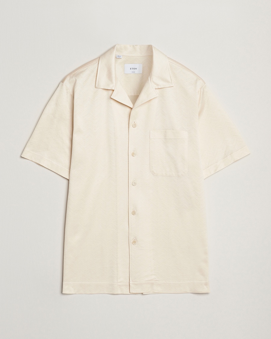 Heren | Business & Beyond | Eton | Filo Di Scozia Short Sleeve Shirt Off White