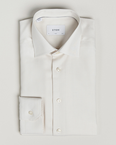  Slim Fit Fine Twill Shirt Off White Melange