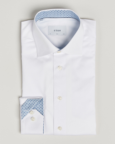  Slim Fit Signature Twill Contrast Shirt White