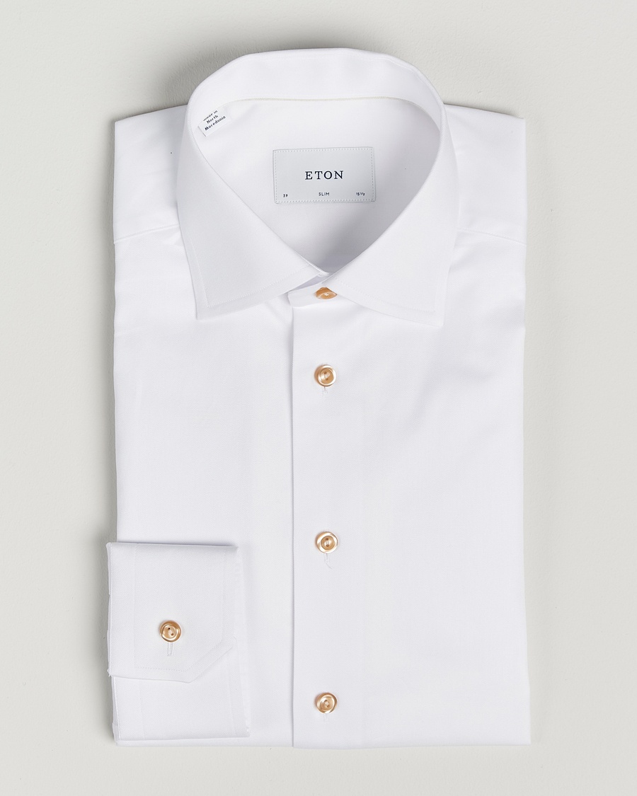 Heren | Business & Beyond - Formal | Eton | Slim Fit Signature Twill Shirt White