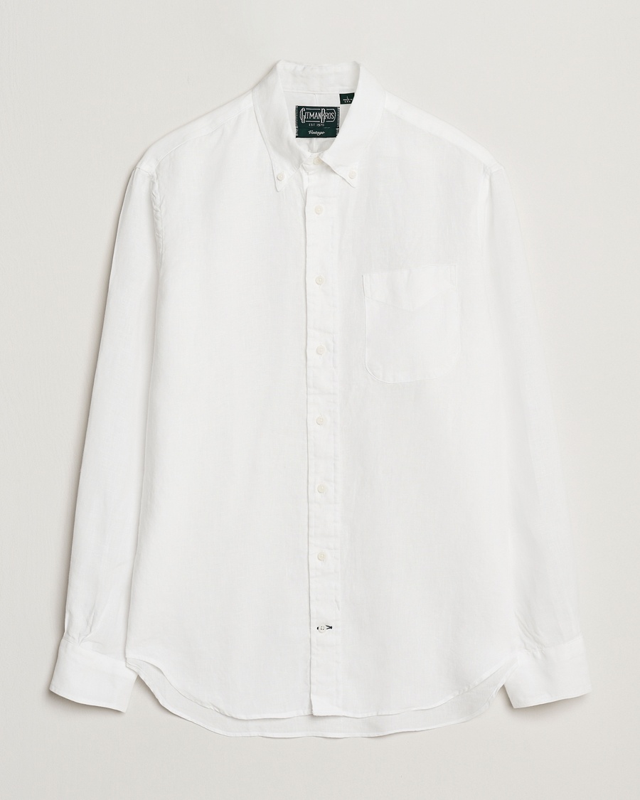 Heren | Linnen overhemden | Gitman Vintage | Button Down Linen Shirt White
