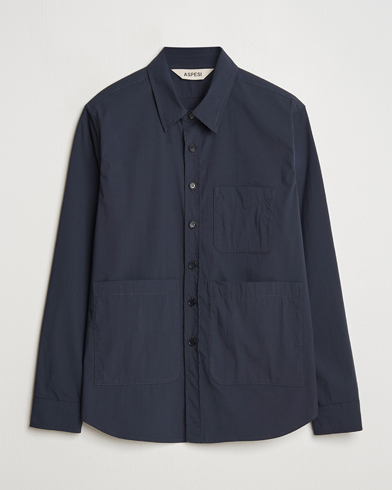 Heren | Overshirts | Aspesi | Technical Cotton Utility Shirt Navy