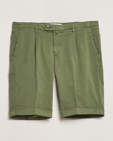  Pleated Cotton Shorts Olive