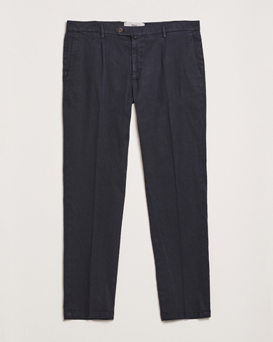  Pleated Linen Trousers Navy