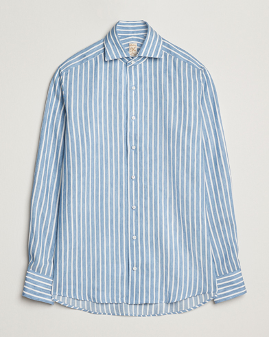  1899 Slimline Striped Linen/Lyocell Shirt Blue