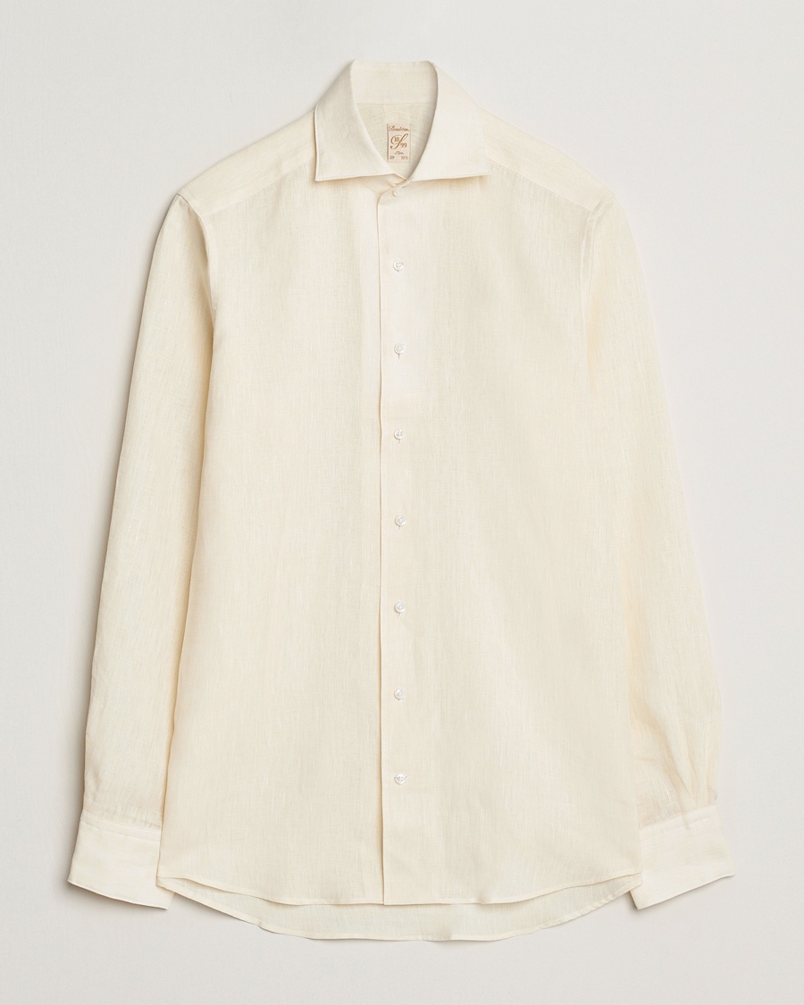 Heren | | Stenströms | 1899 Slimline Linen One Piece Collar Shirt Yellow