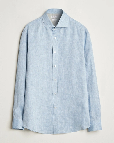  Easy Fit Linen Shirt Light Blue