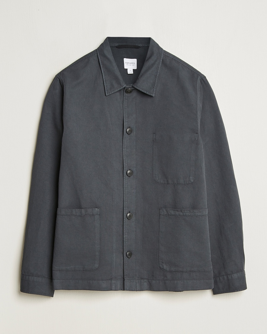 Heren | Shirt jassen | Sunspel | Twin Pocket Cotton/Linen Jacket Charcoal