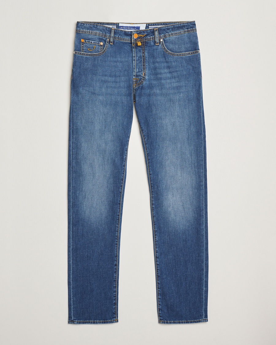 Heren | | Jacob Cohën | Bard Slim Fit Denim/Linen Jeans Mid Blue