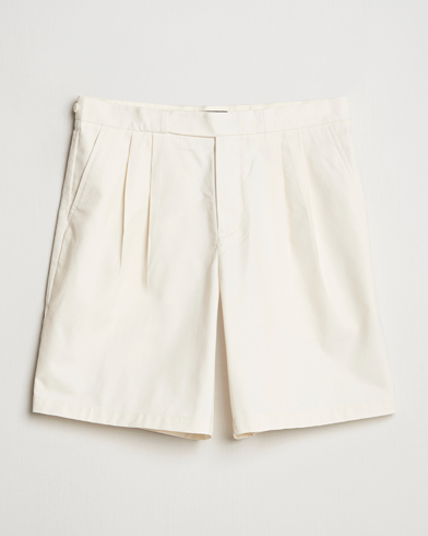  Twill Pleated Tennis Shorts Ecru