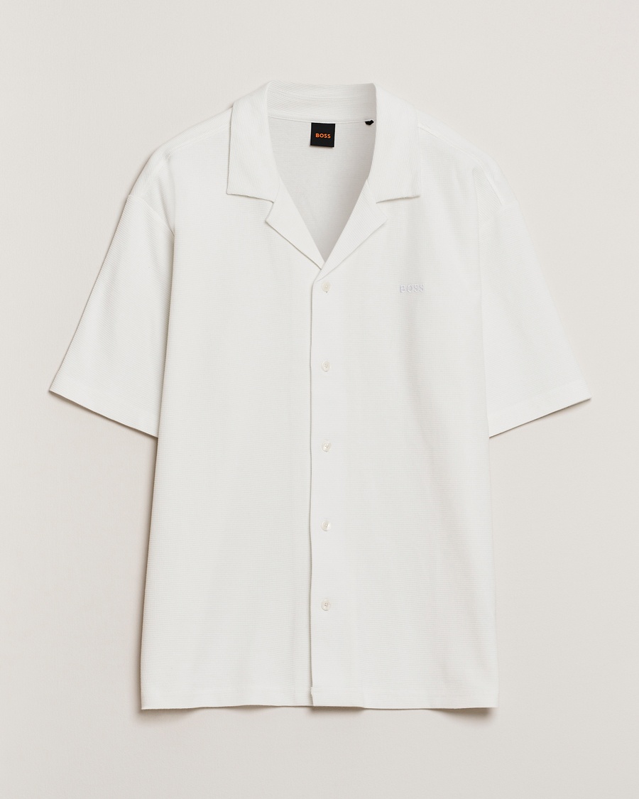 Heren | Overhemden | BOSS ORANGE | Waffle Short Sleeve Shirt Natural