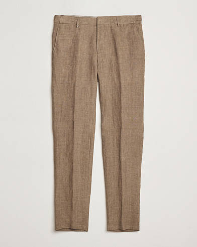  Genius Pleated Linen Trousers Dark Brown