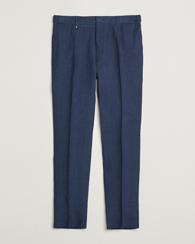  Genius Pleated Linen Trousers Dark Blue