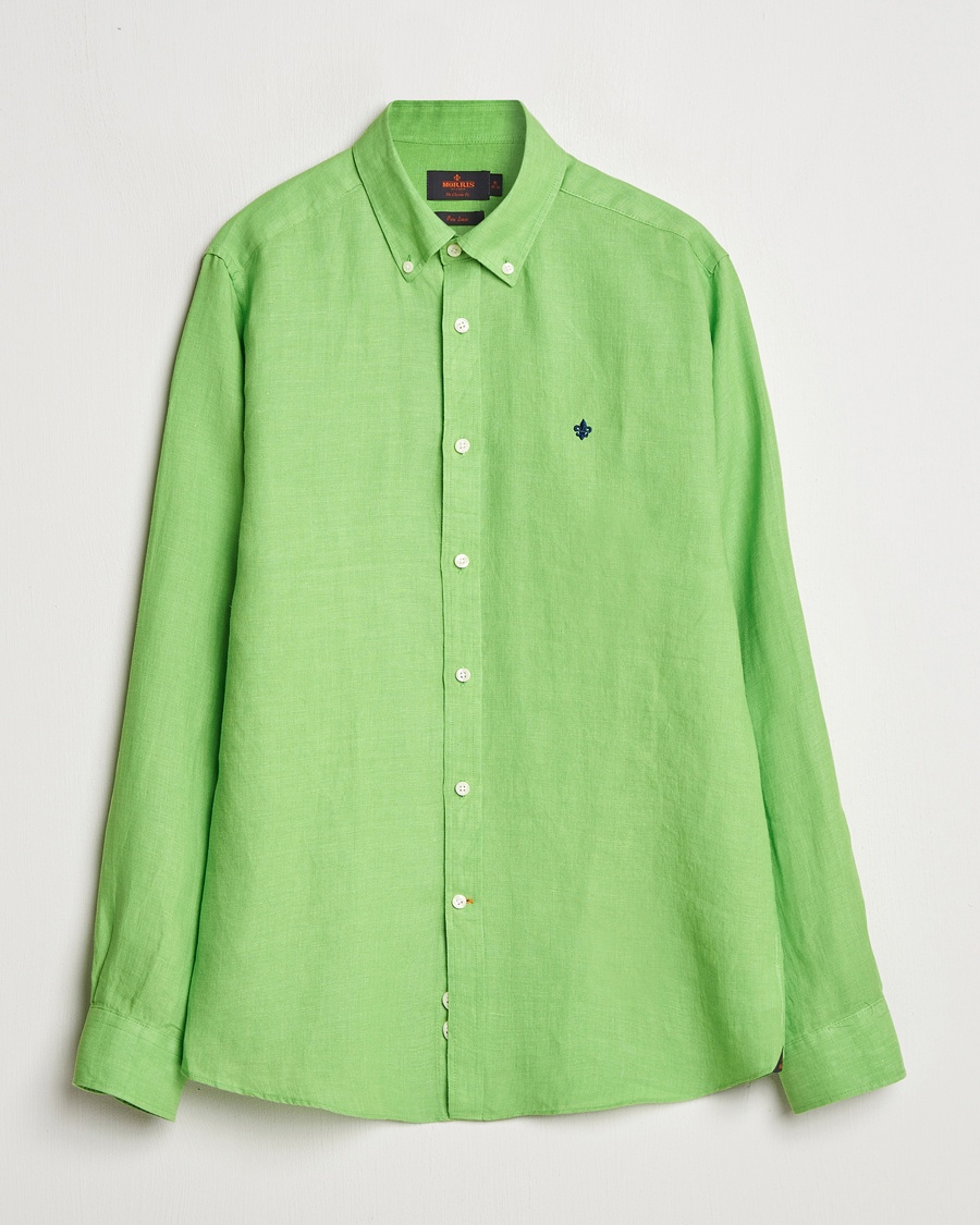 Heren | Casual | Morris | Douglas Linen Button Down Shirt Green